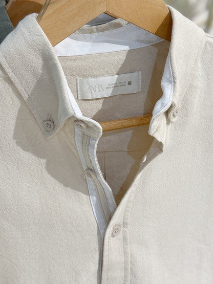 Off-White Fine-Textured Button-Down Shirt