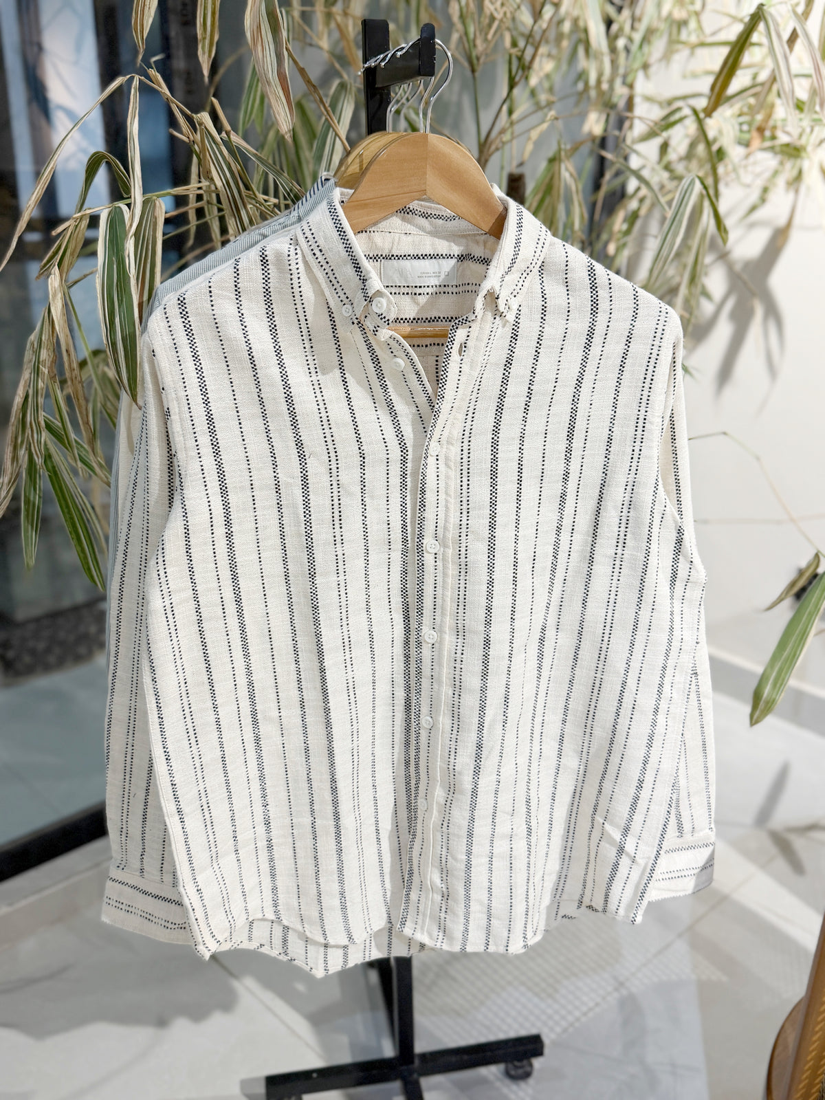 Vertical White & Black Boxy Shirt
