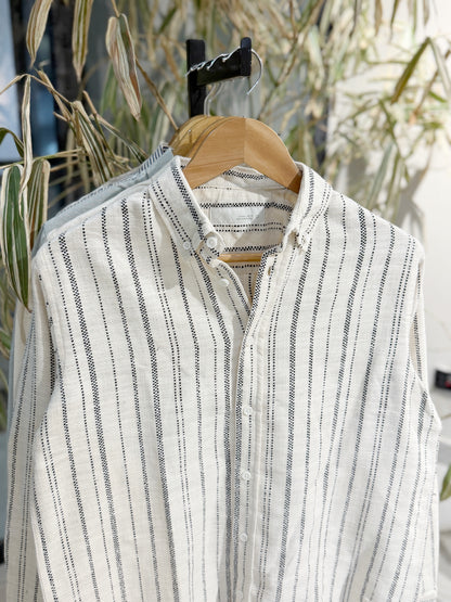 Vertical White & Black Boxy Shirt