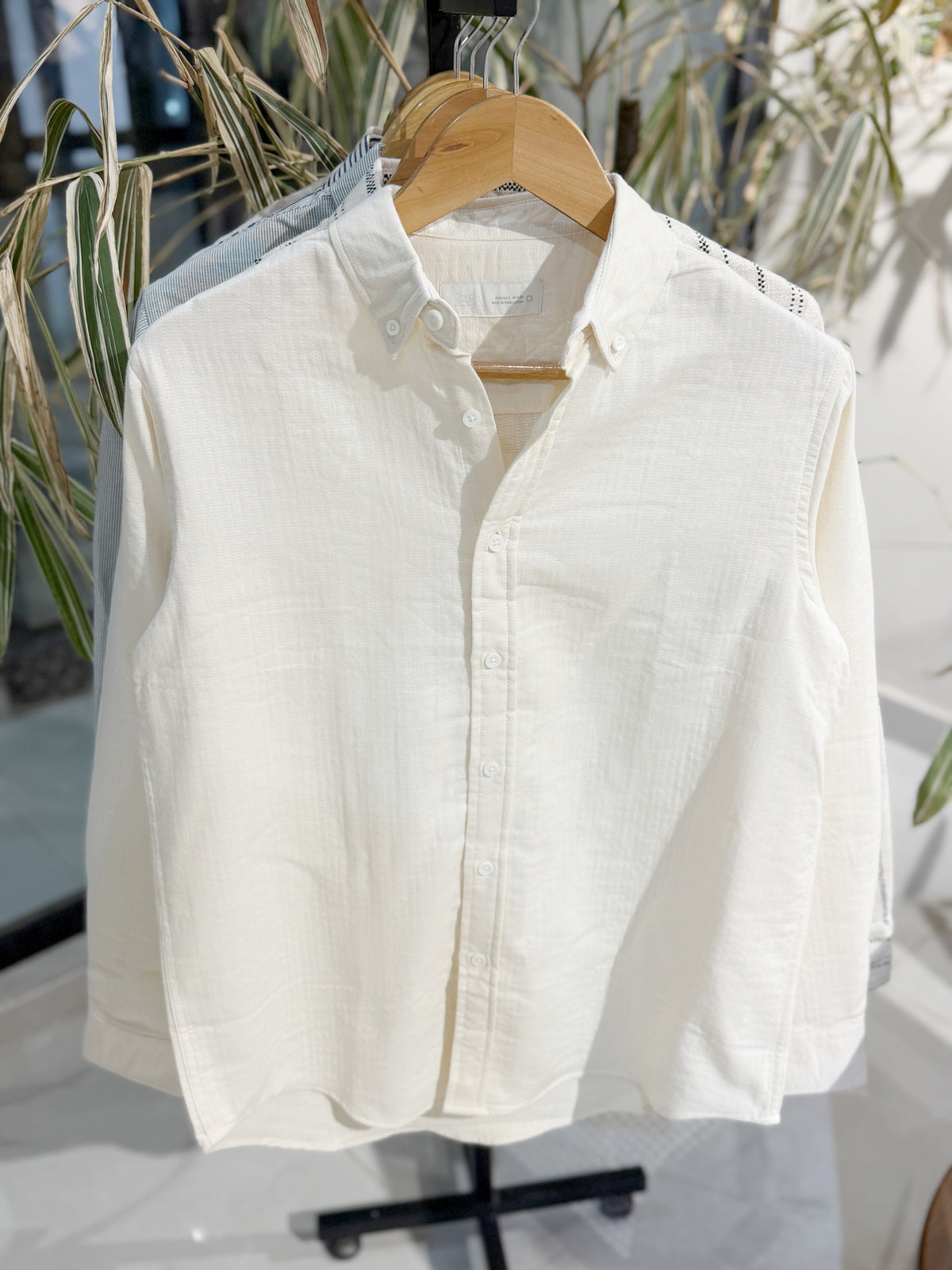 Vertical White Boxy Shirt
