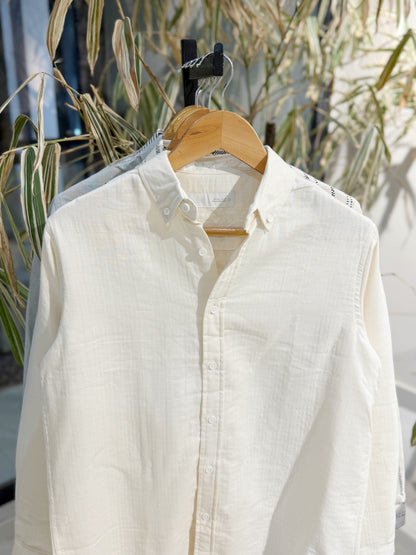 Vertical White Boxy Shirt