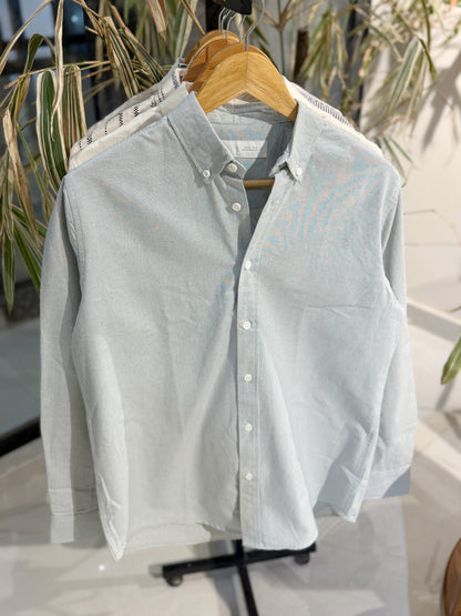 Vertical Striped Sage Green Boxy Shirt