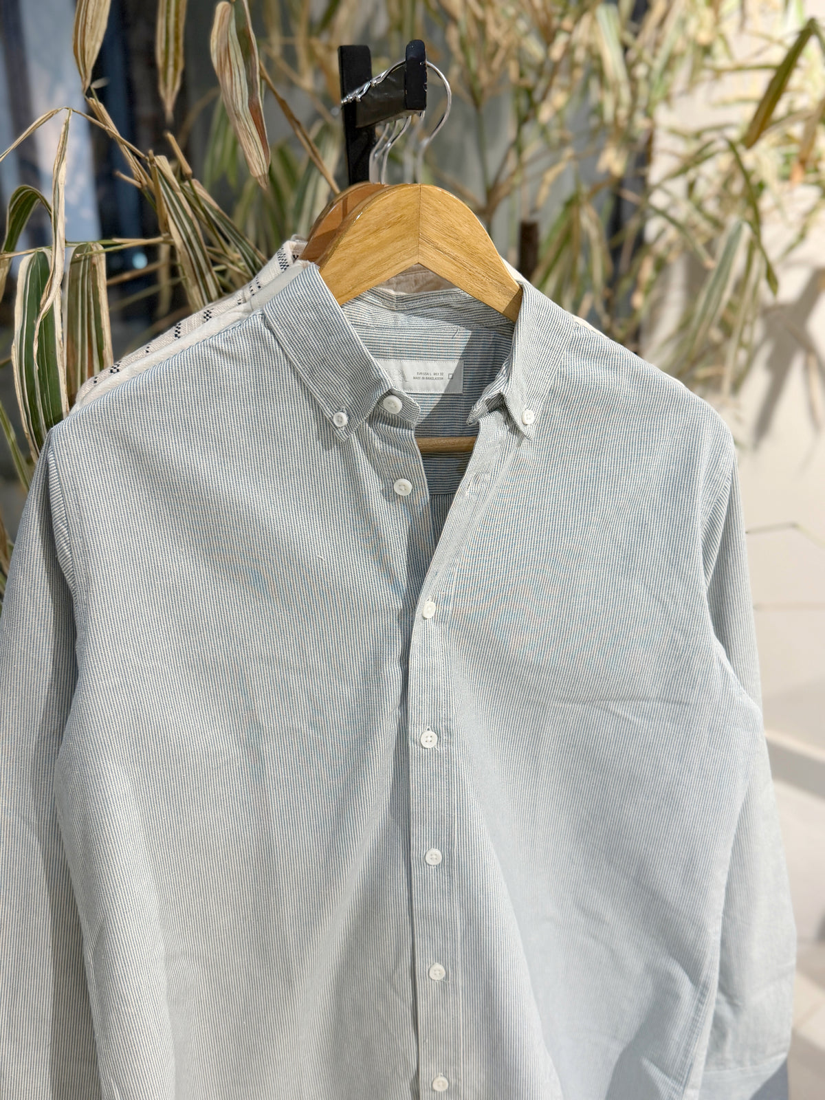 Vertical Striped Sage Green Boxy Shirt