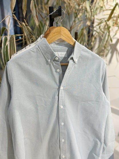 Vertical Striped Sage Green Boxy Shirt