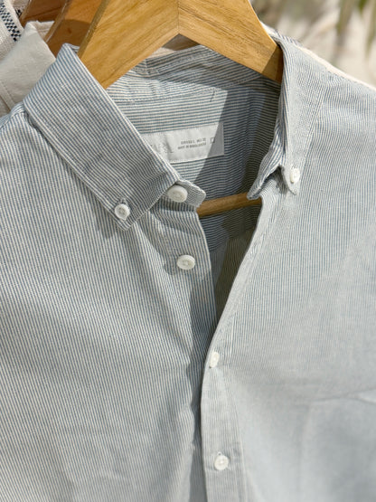Vertical Striped Sage Green Boxy Shirt