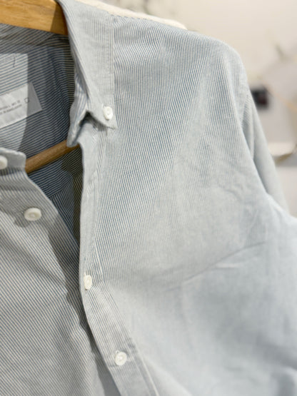 Vertical Striped Sage Green Boxy Shirt