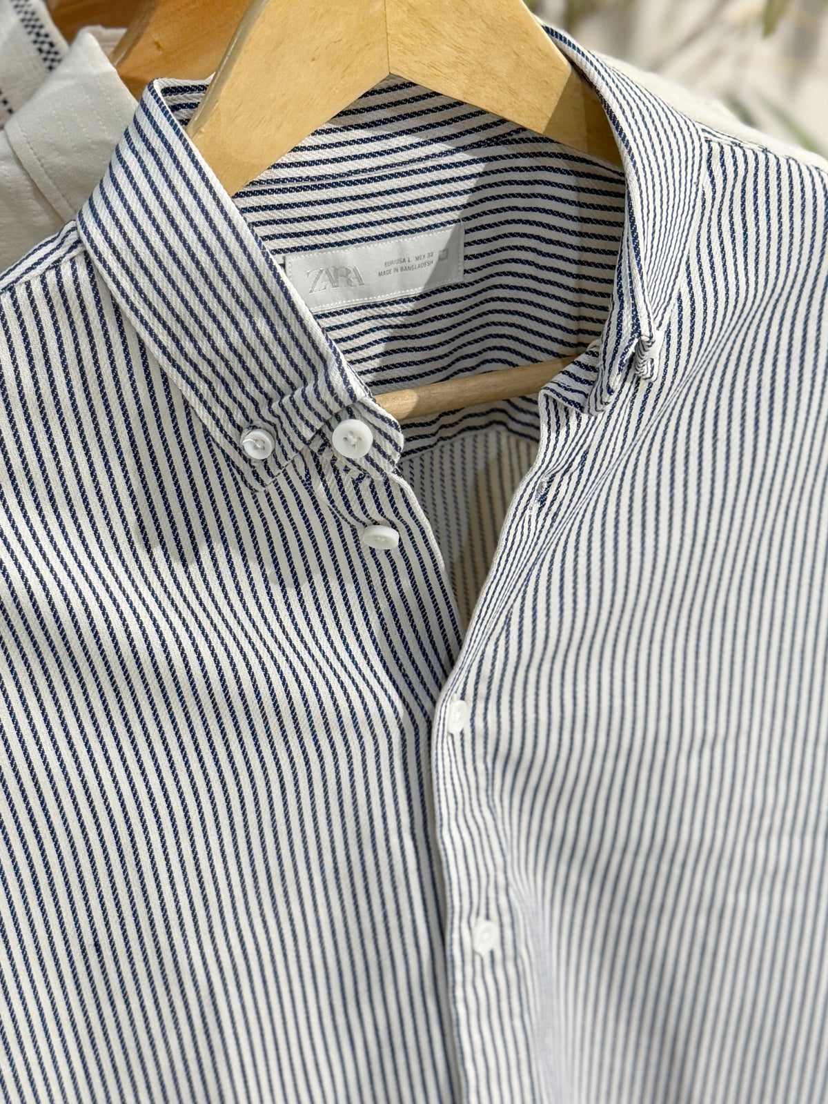 Vertical Striped Navy Blue Boxy Shirt