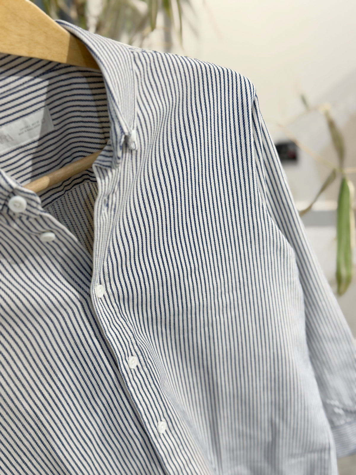 Vertical Striped Navy Blue Boxy Shirt