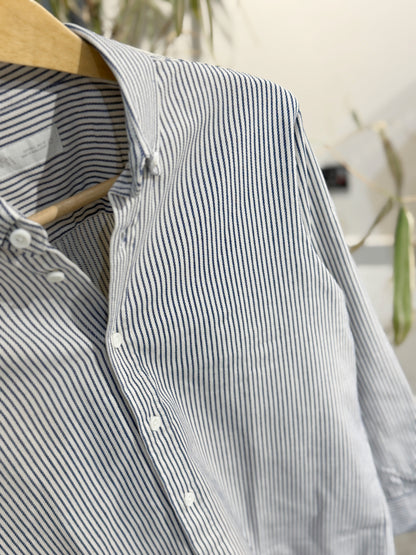 Vertical Striped Navy Blue Boxy Shirt