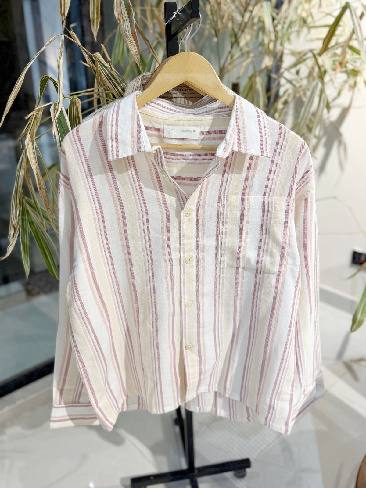Vertical Striped Dusty Pink Boxy Shirt
