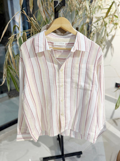 Vertical Striped Dusty Pink Boxy Shirt