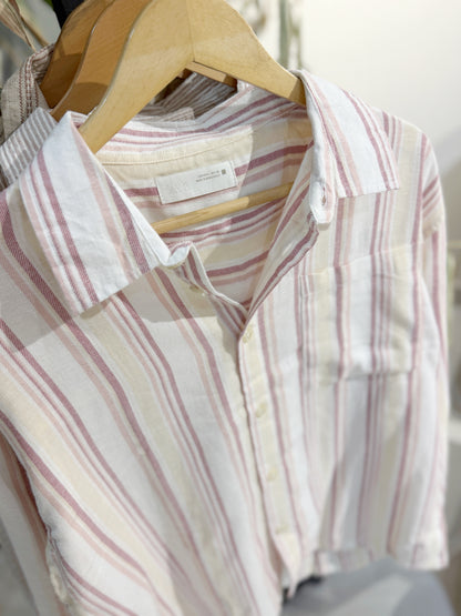 Vertical Striped Dusty Pink Boxy Shirt