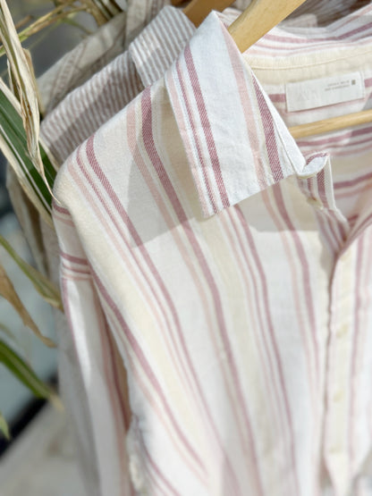 Vertical Striped Dusty Pink Boxy Shirt