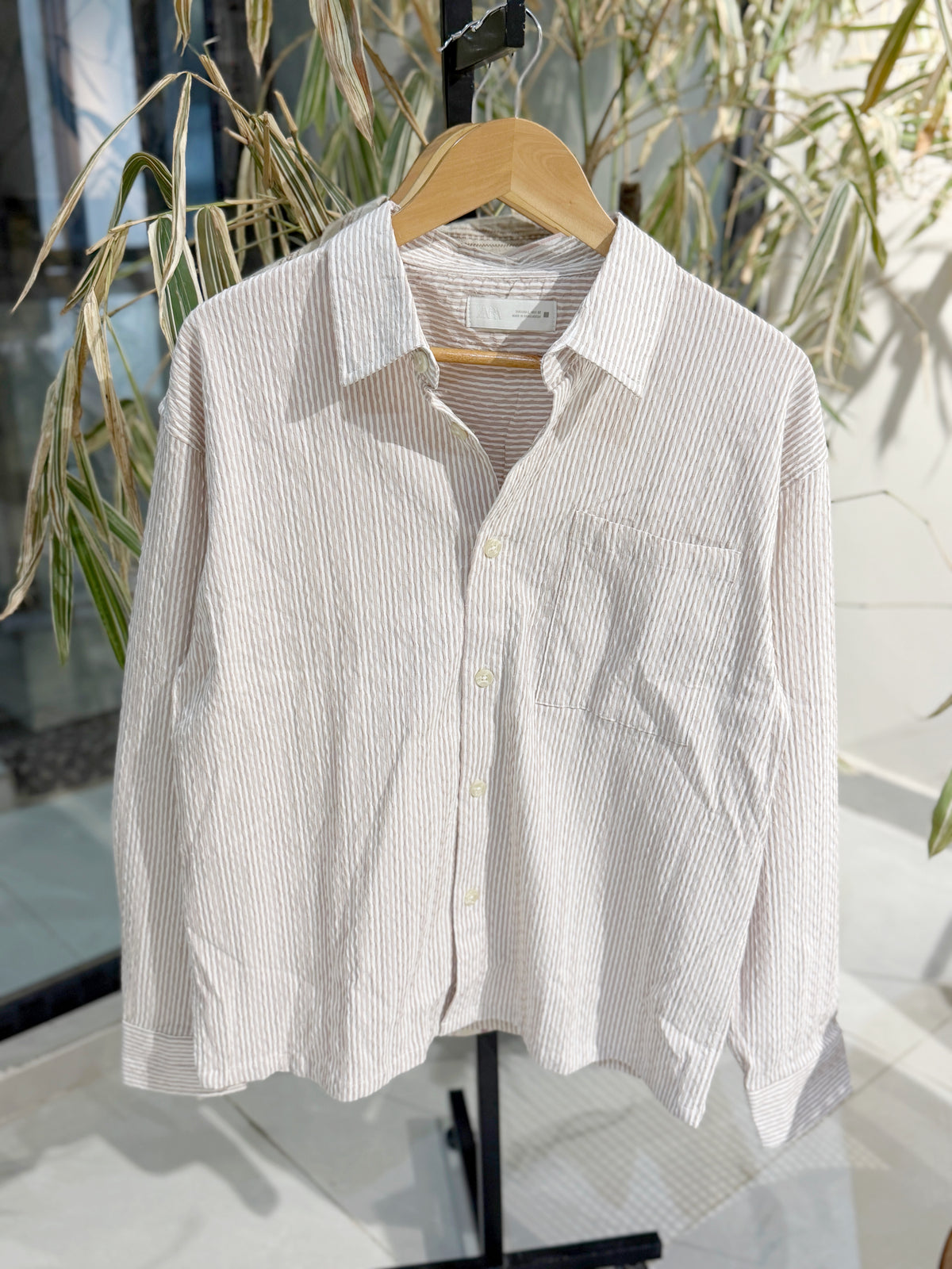 Vertical Striped Blush Pink Boxy Shirt