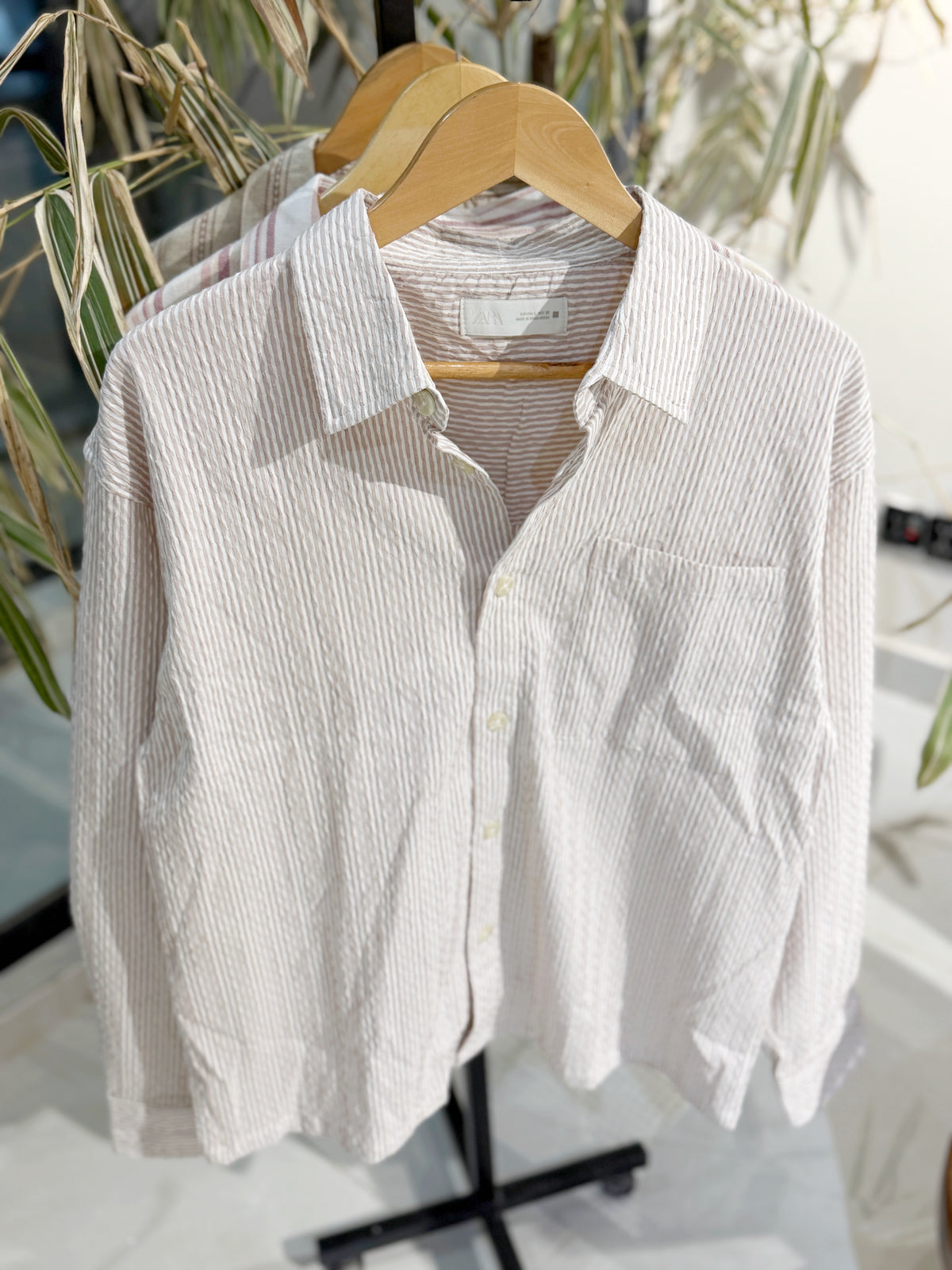 Vertical Striped Blush Pink Boxy Shirt