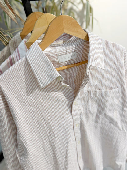 Vertical Striped Blush Pink Boxy Shirt