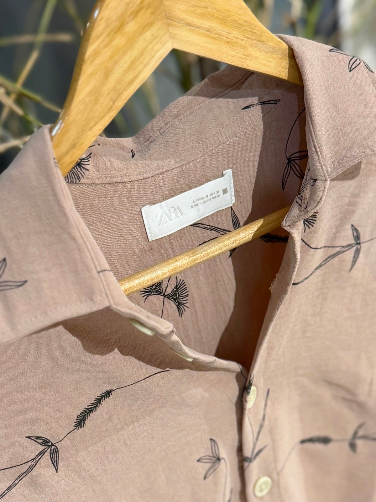 Peach Line-Art Botanical Shirt
