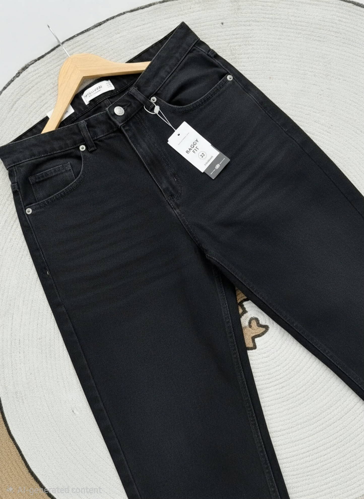 Baggy-Fit Black Washed Denim Pant