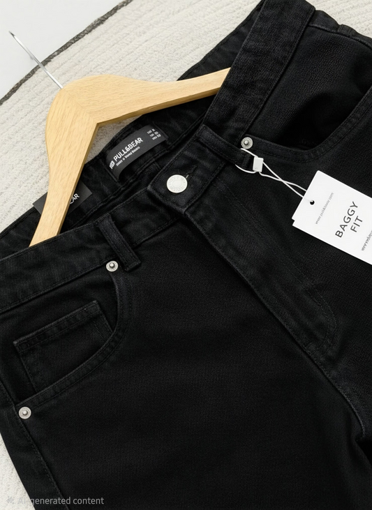 Baggy-Fit Black Washed Denim Pant
